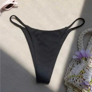 Black Ribbed Cheeky Bikini Bottom
